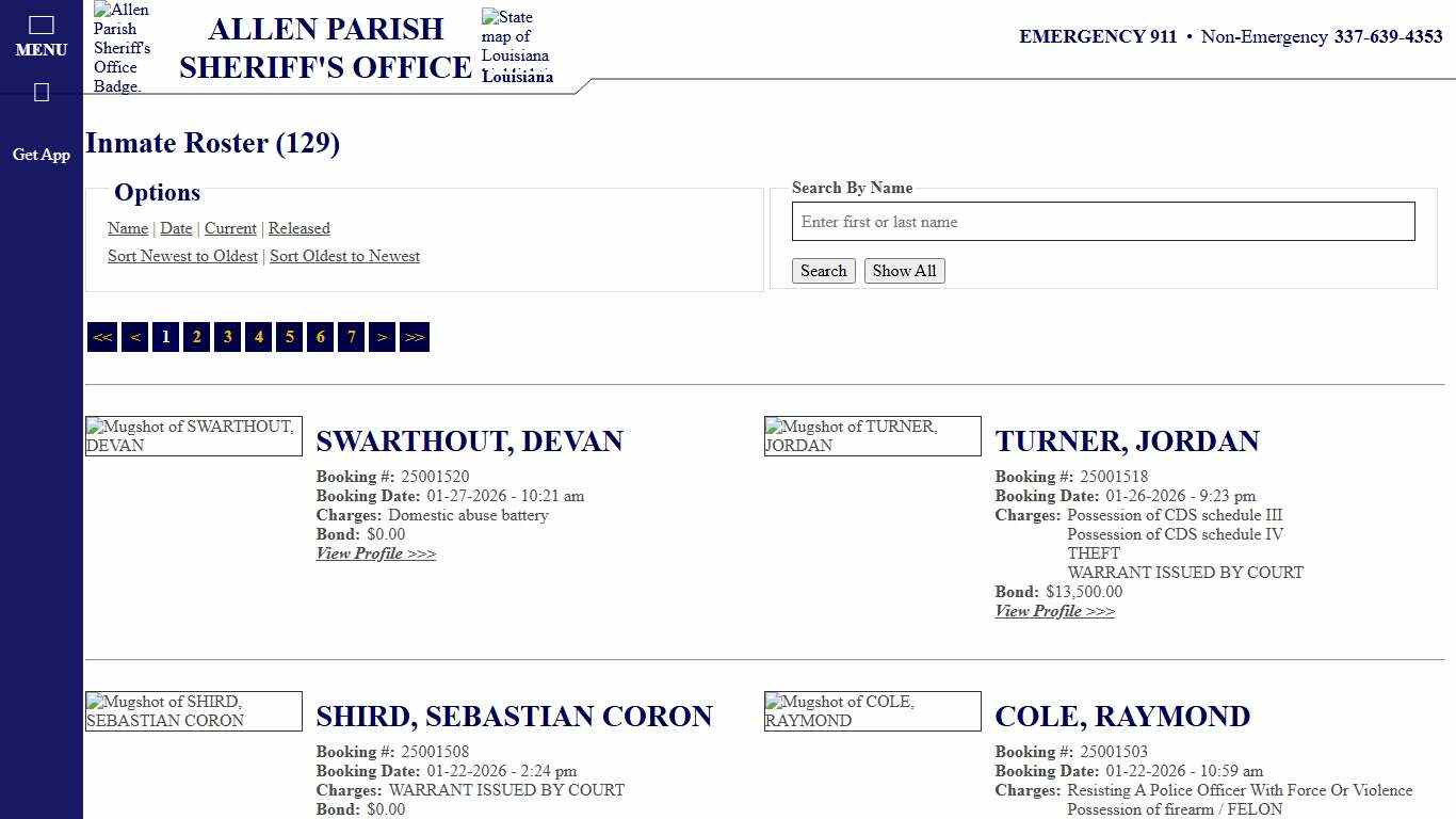 Inmate Roster - Current Inmates Booking Date Descending - Allen Parish Sheriff's Office